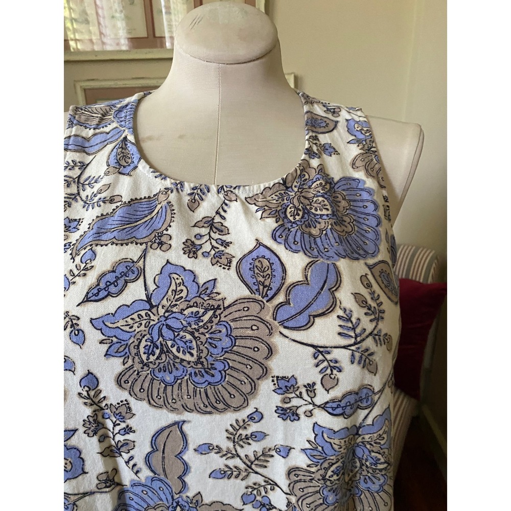 Tommy Hilfiger Paisley Sleeveless Shift Dress Blue White Ruffle Hem Sz 12 - Picture 3 of 9